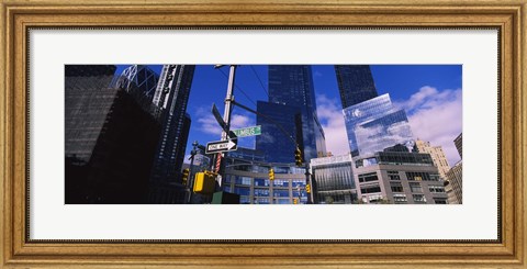 Framed Low angle view of skyscrapers in a city, Columbus Circle, Manhattan, New York City, New York State, USA Print