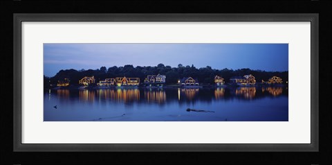 Framed Boathouse Row lit up at dusk, Philadelphia, Pennsylvania Print