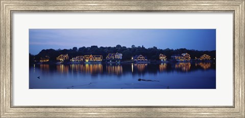 Framed Boathouse Row lit up at dusk, Philadelphia, Pennsylvania Print