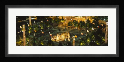 Framed High angle view of fountains in a park lit up at night, Centennial Olympic Park, Atlanta, Georgia, USA Print