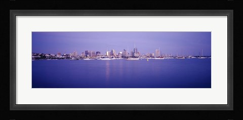 Framed San Diego Waterfront with Purple Sky Print
