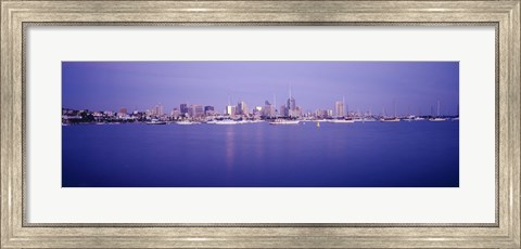 Framed San Diego Waterfront with Purple Sky Print