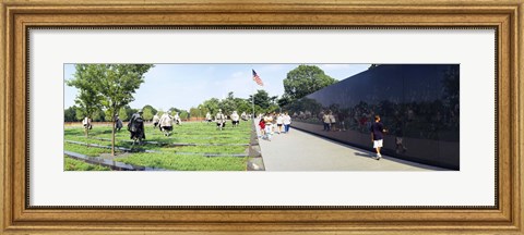 Framed People visiting the Korean War Memorial, Washington DC, USA Print