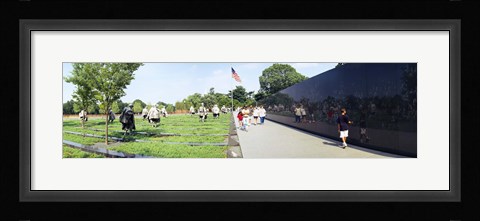 Framed People visiting the Korean War Memorial, Washington DC, USA Print