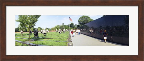 Framed People visiting the Korean War Memorial, Washington DC, USA Print