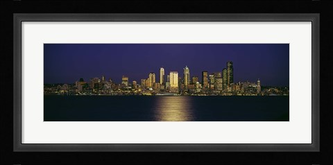 Framed Skyscrapers at the waterfront, Elliott Bay, Seattle, Washington State Print
