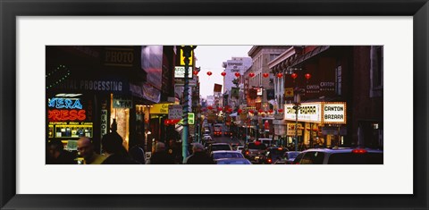 Framed Traffic on a road, Grant Avenue, Chinatown, San Francisco, California, USA Print