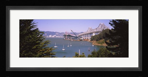 Framed Cranes at a bridge construction site, Bay Bridge, San Francisco, California Print
