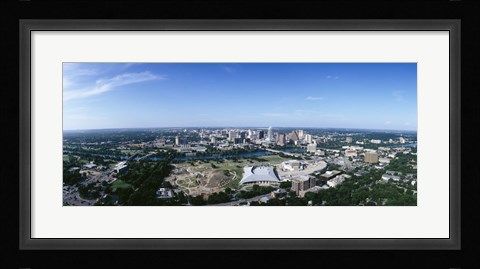 Framed Aerial view of a city, Austin, Travis County, Texas Print