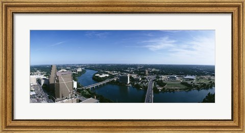 Framed High angle view of a river passing through a city, Austin, Texas, USA Print