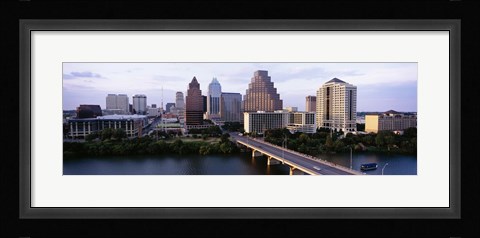 Framed High angle view of a boat in a reservoir, Lady Bird Lake, Colorado River, Austin, Travis County, Texas, USA Print