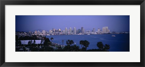 Framed San Diego skyline, California Print