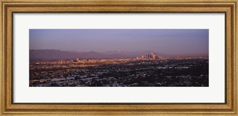 Framed Aerial view of Hollywood and San Gabriel Mountains Print