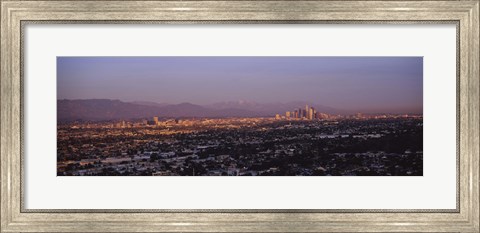 Framed Aerial view of Hollywood and San Gabriel Mountains Print