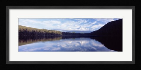 Framed Reflection of clouds in a lake, Mt Hood viewed from Lost Lake, Mt. Hood National Forest, Hood River County, Oregon, USA Print