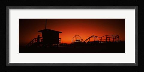 Framed Santa Monica Pier, Santa Monica Beach, Santa Monica, California, USA Print