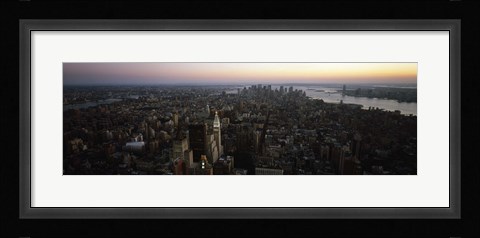 Framed Aerial view of a city, Lower Manhattan and Financial District, Manhattan, New York City, New York State, USA Print