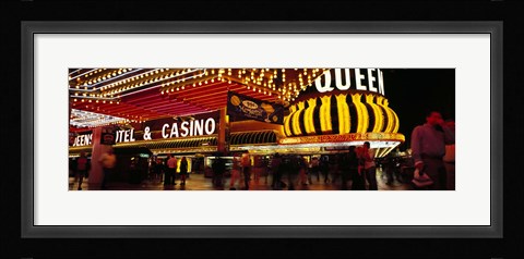 Framed Casino lit up at night, Four Queens, Fremont Street, Las Vegas, Clark County, Nevada, USA Print