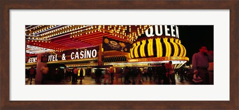 Framed Casino lit up at night, Four Queens, Fremont Street, Las Vegas, Clark County, Nevada, USA Print