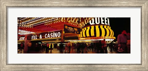 Framed Casino lit up at night, Four Queens, Fremont Street, Las Vegas, Clark County, Nevada, USA Print