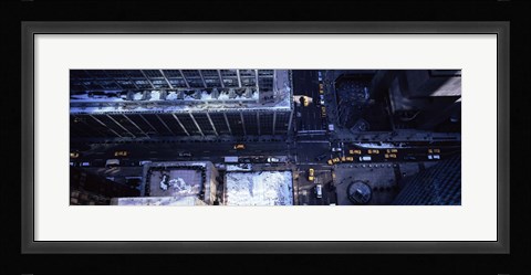 Framed Aerial view of vehicles on the road in a city, New York City Print