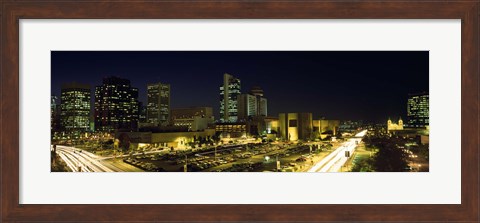 Framed Buildings in a city lit up at night, Phoenix, Arizona Print