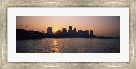 Framed Buildings at the waterfront, Boston Harbor, Boston, Suffolk County, Massachusetts, USA Print