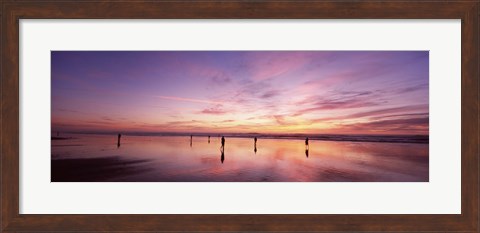 Framed Group of people watching the sunset, San Francisco, California, USA Print