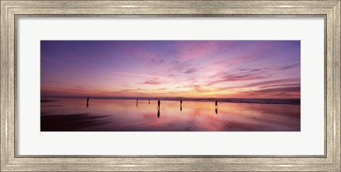 Framed Group of people watching the sunset, San Francisco, California, USA Print