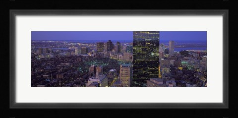 Framed Boston Lit Up at Night Print