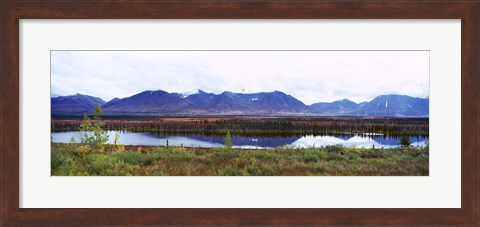 Framed Lake with a mountain range in the background, Mt McKinley, Denali National Park, Anchorage, Alaska, USA Print