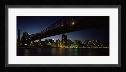 Framed Queensboro Bridge Over East River, Manhattan (night) Print