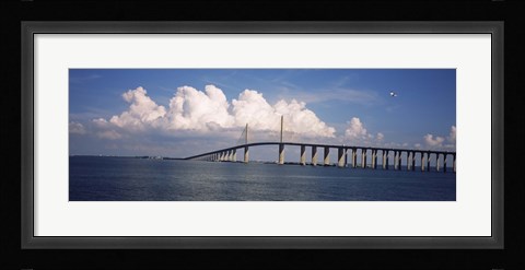 Framed Suspension bridge across the bay, Sunshine Skyway Bridge, Tampa Bay, Gulf of Mexico, Florida, USA Print