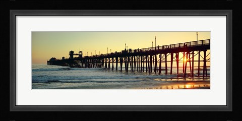 Framed Pier in the ocean at sunset, Oceanside, San Diego County, California, USA Print
