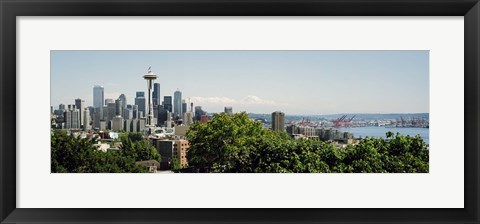 Framed Skyscrapers in a city, Space Needle, Seattle, Washington State, USA Print