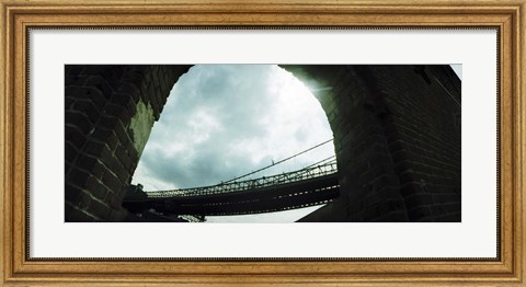 Framed Low angle view of a bridge, Brooklyn Bridge, Brooklyn, New York City, New York State, USA Print