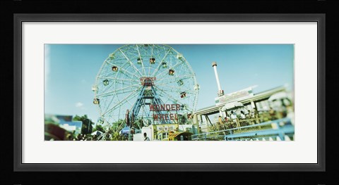Framed Low angle view of a ferris wheel, Wonder Wheel, Coney Island, Brooklyn, New York City, New York State, USA Print