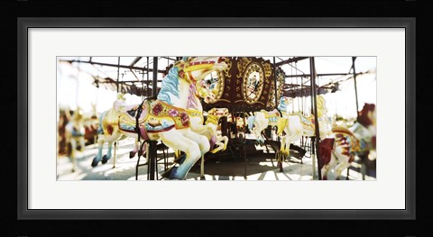 Framed Close-up of carousel horses, Coney Island, Brooklyn, New York City, New York State, USA Print