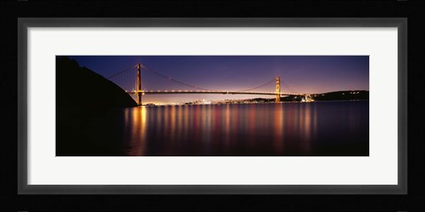 Framed Golden Gate Bridge Lit Up at Dusk, San Francisco Bay Print