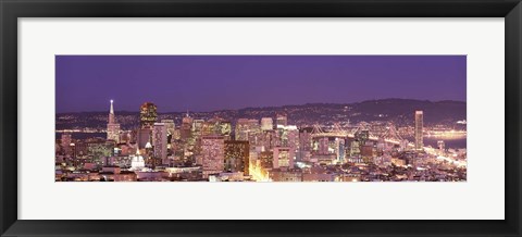 Framed High angle view of a city at dusk, San Francisco, California, USA Print