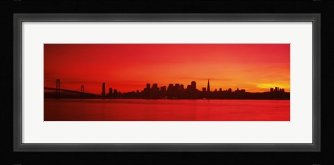 Framed San Francisco silhouette (red), California Print