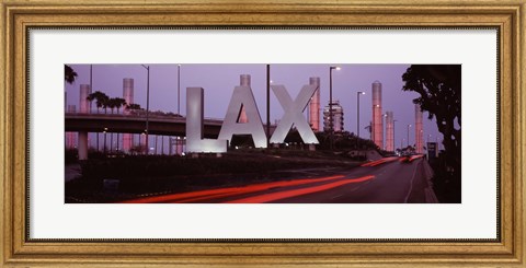 Framed Airport at dusk, Los Angeles International Airport, Los Angeles, Los Angeles County, California, USA Print