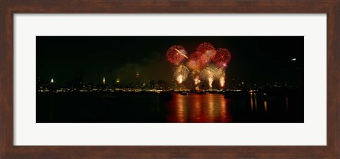 Framed Fireworks display at night on Independence Day, New York City, New York State, USA Print