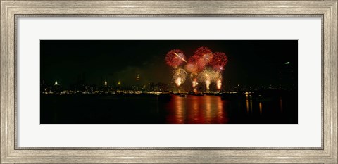 Framed Fireworks display at night on Independence Day, New York City, New York State, USA Print