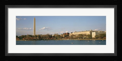 Framed Monument at the riverside, Washington Monument, Potomac River, Washington DC, USA Print