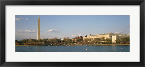 Framed Monument at the riverside, Washington Monument, Potomac River, Washington DC, USA Print