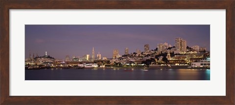 Framed Coit Tower at dusk, Ghirardelli Square, San Francisco, California Print
