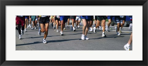 Framed Low section view of people running in a marathon, Chicago Marathon, Chicago, Illinois Print