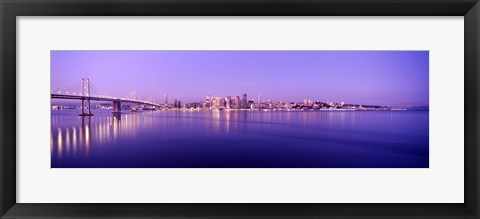Framed Bay Bridge with a lit up city skyline in the background, San Francisco, California, USA Print