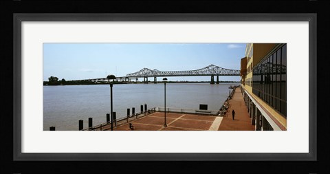 Framed Bridge across a river, Crescent City Connection Bridge, Mississippi River, New Orleans, Louisiana, USA Print